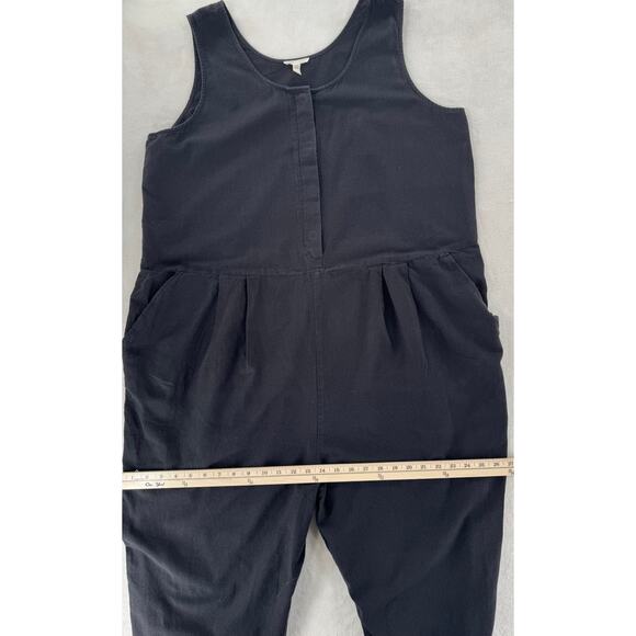 Eileen Fisher Black Cotton Linen Jumpsuit Overalls Romper Pantsuit XL One Piece - Picture 7 of 8